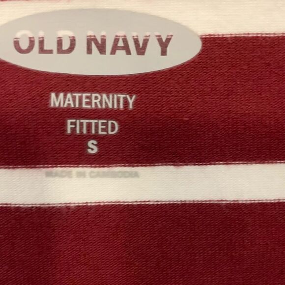 $5 item - NWT Old Navy maternity long sleeve maroon white fitted dress size S - Picture 10 of 14